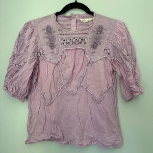 Anthropologie Lilac Lace Blouse